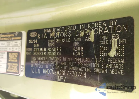 2015 Kia Soul from USA, damaged, VIN KNDJN2A23F7770744